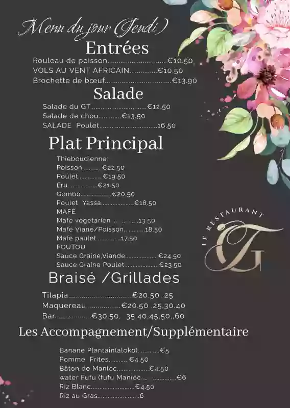 Menu du jour - Le Restaurant GT - restaurant MULHOUSE - manger a MULHOUSE